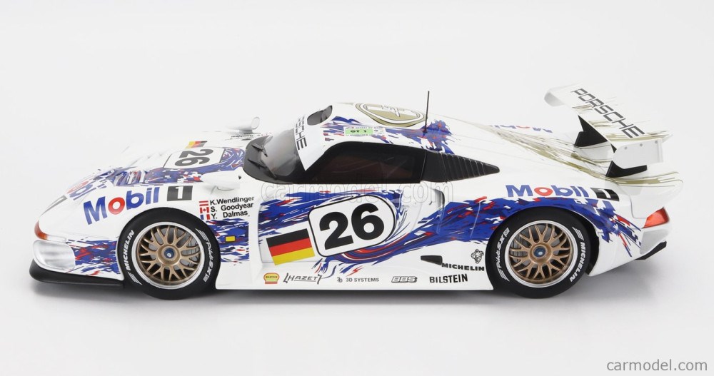 PORSCHE 911 GT1 3.2L TURBO TEAM PORSCHE AG MOBIL1 N 26 3rd 24h LE MANS 1996 Y.DALMAS - K.WENDLINGER - S.GOODYEAR WHITE BLUE 2. kép