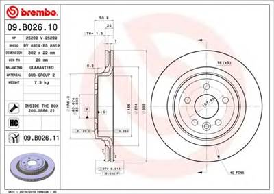 BREMBO 09.B026.11 - féktárcsa VOLVO VOLVO ASIA
