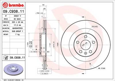 BREMBO 09.C938.11 - féktárcsa VOLVO VOLVO ASIA