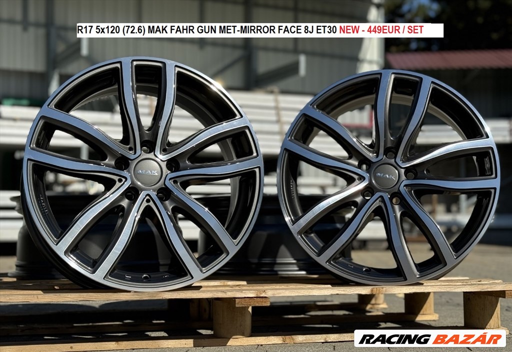 R17 5x120 (72.6) MAK FAHR GUN MET-MIRROR FACE 8J ET30  8x17 17" új bmw alufelnik 1. kép