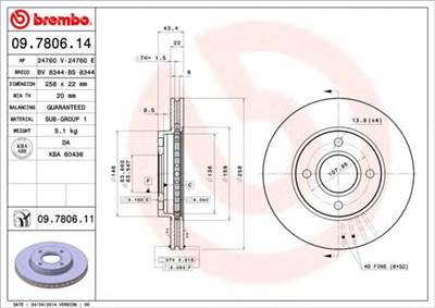 BREMBO 09.7806.11 - féktárcsa FORD FORD AUSTRALIA MAZDA