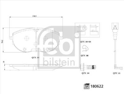 FEBI BILSTEIN 180622 - fékbetétkészlet, tárcsafék VW