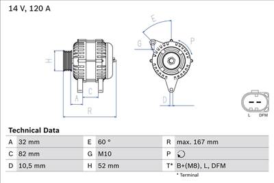 generátor BOSCH 0 986 043 690 for PORSCHE