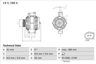 generátor BOSCH 0 986 082 500 for MERCEDES-BENZ