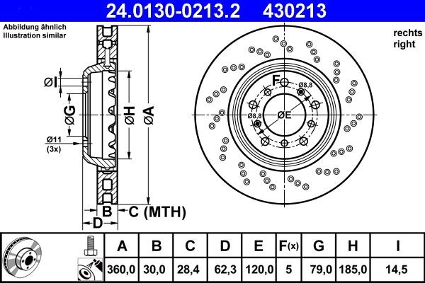 féktárcsa ATE 24.0130-0213.2 for BMW 1. kép