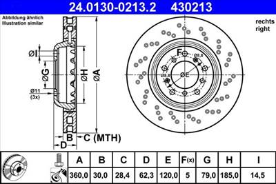 féktárcsa ATE 24.0130-0213.2 for BMW