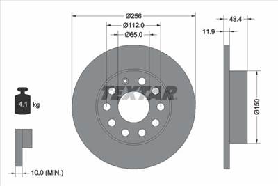 féktárcsa TEXTAR 92121103 for VW, SKODA, AUDI, SEAT