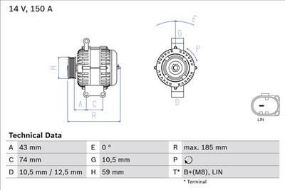 BOSCH 0 986 082 580 - generátor CITROËN FORD PEUGEOT