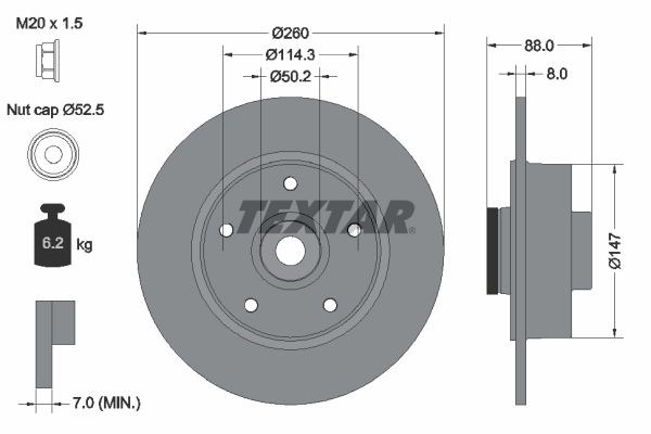 féktárcsa TEXTAR 92196003 for RENAULT, SAMSUNG 1. kép