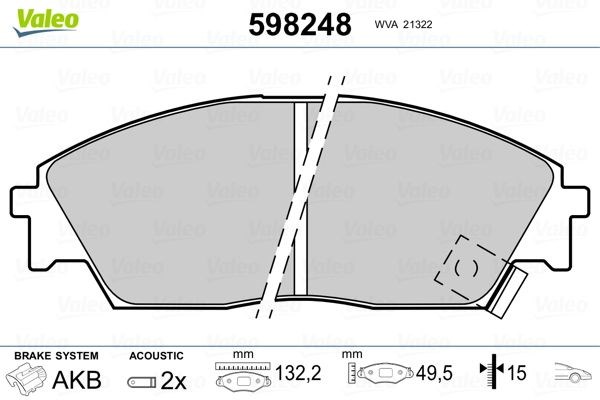fékbetétkészlet, tárcsafék VALEO 598248 for HONDA 1. kép