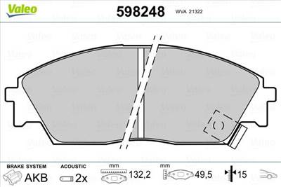 fékbetétkészlet, tárcsafék VALEO 598248 for HONDA