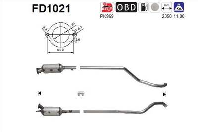 Korom-/részecskeszűrő, kipufogó AS FD1021 for RENAULT