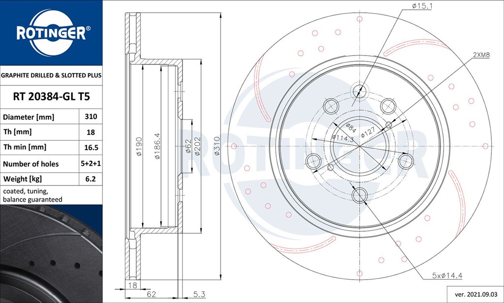 féktárcsa ROTINGER 20384/T5 for TOYOTA, LEXUS 1. kép