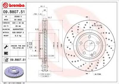 BREMBO 09.B807.51 - féktárcsa MERCEDES-BENZ MERCEDES-BENZ (BBDC)