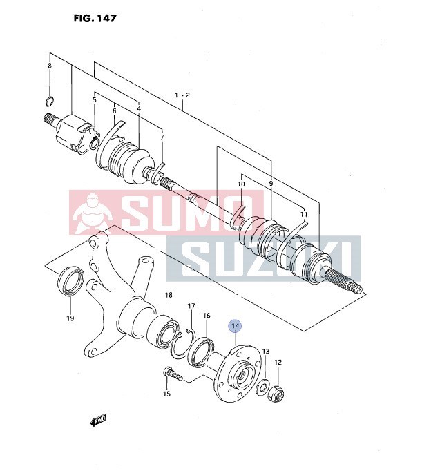 Suzuki Swift Kerékagy első 1,0-1,03 alvázszám: ...500000-ig 1. kép