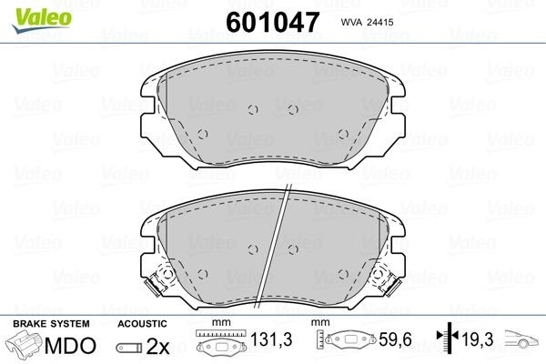 fékbetétkészlet, tárcsafék VALEO 601047 for OPEL, CHEVROLET, BUICK, VAUXHALL, … 1. kép