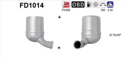 Korom-/részecskeszűrő, kipufogó AS FD1014 for CITROËN, PEUGEOT, MINI