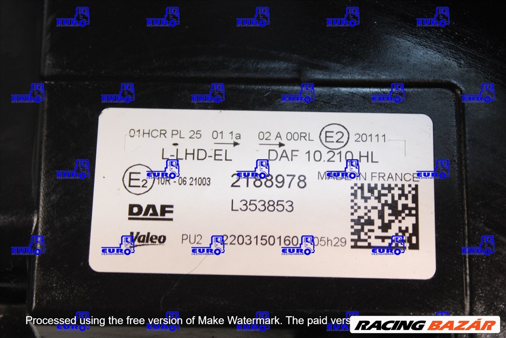DAF XF XG 2188978 fényszóró teherautó-hoz 2313588 2. kép