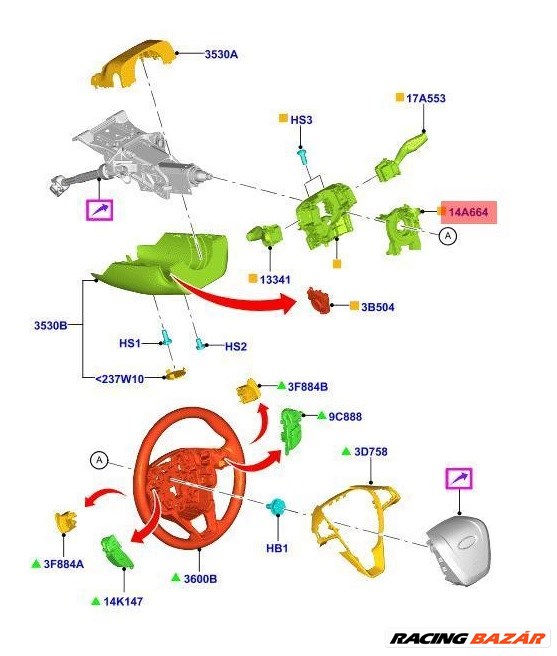 AKCIÓ - GYÁRI Ford Ranger Légzsák Átvezető - Légzsákszalag 2011-2019 2021048 2417745 6. kép