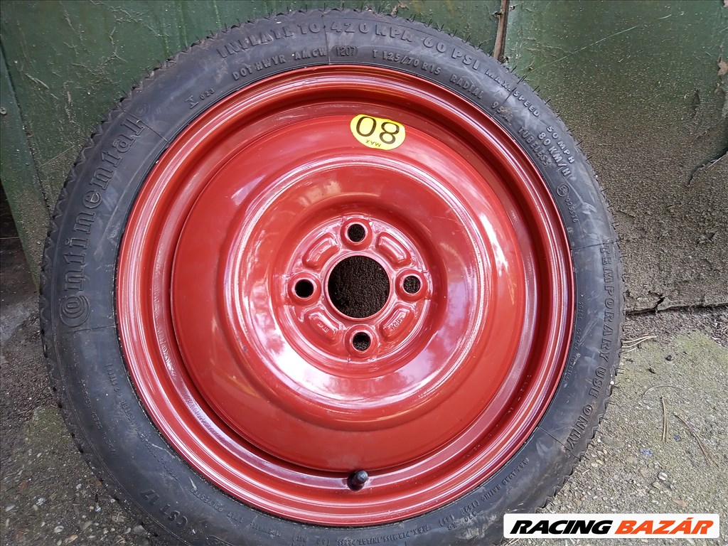 Suzuki Swift  Pótkerék   4x100 lyukosztású 15" új felni, rajta 125/70 új Continental egyéb gumi  1. kép