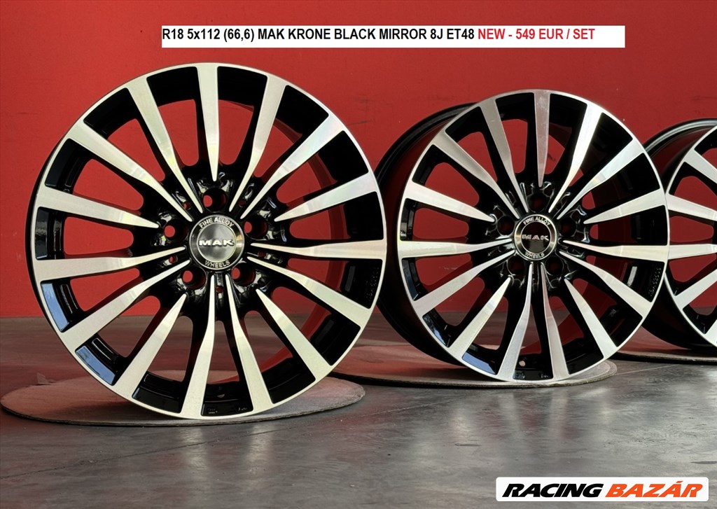 R18 5x112 (66,6) MAK KRONE BLACK MIRROR 8J ET48 8x18 18" 18col új felnik alufelnik 1. kép