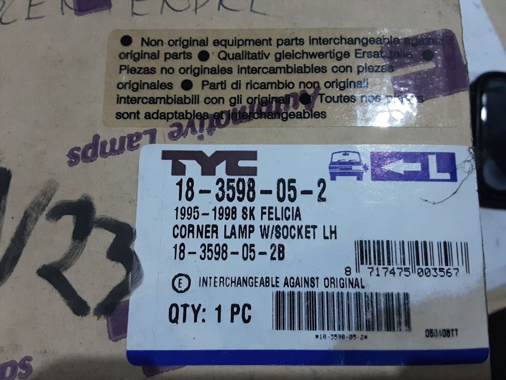 VW CADDY II Pick-up 9U7 Bal első Irányjelző (00191) TYC/183598052 1. kép