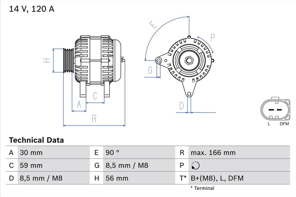 generátor BOSCH 0 986 041 870 for VW, AUDI 1. kép