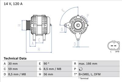 generátor BOSCH 0 986 041 870 for VW, AUDI