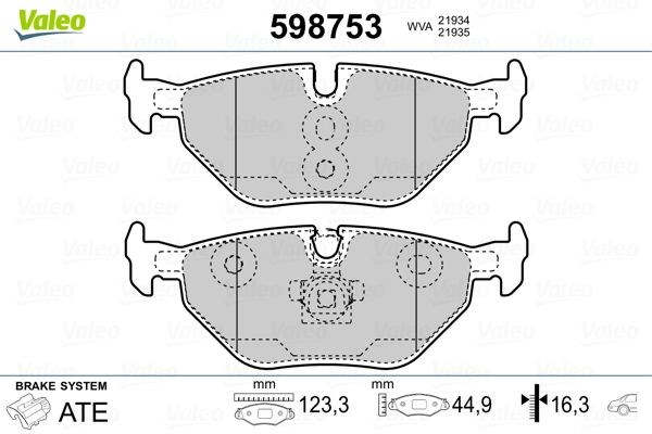 fékbetétkészlet, tárcsafék VALEO 598753 for BMW, MG, ROVER, SAAB, … 1. kép