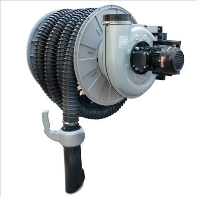 Lincos Motoros hajtású kipufogótömlő dob, elszívóval és távirányítóval. 76mm x 8m tömlővel - LFE-01005