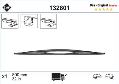 törlőlapát SWF 132801 for MERCEDES-BENZ, DAF, VOLVO, AUWÄRTER, …