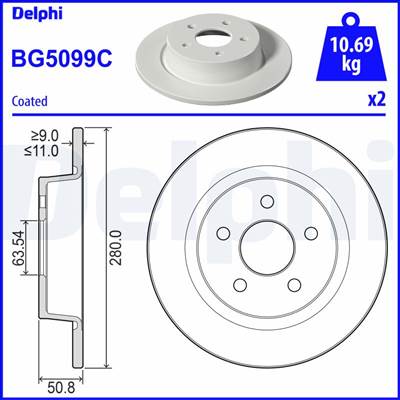 DELPHI BG5099C - féktárcsa FORD