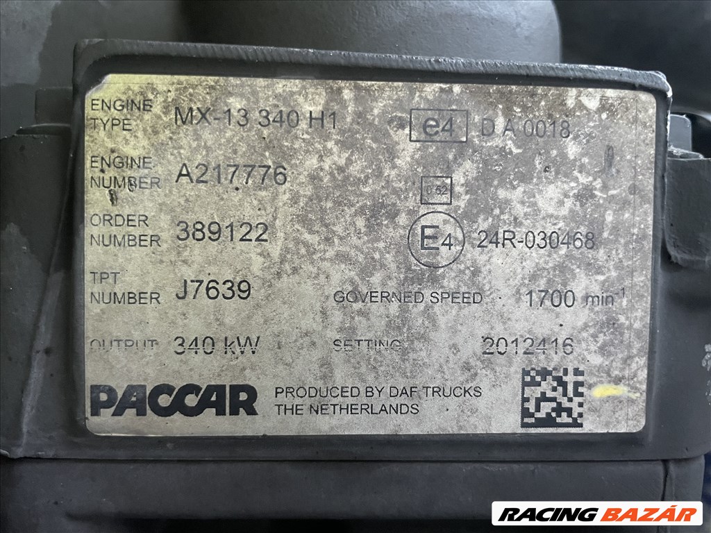 DAF MX-13 340 H1 2012416 motor teherautó-hoz 5. kép