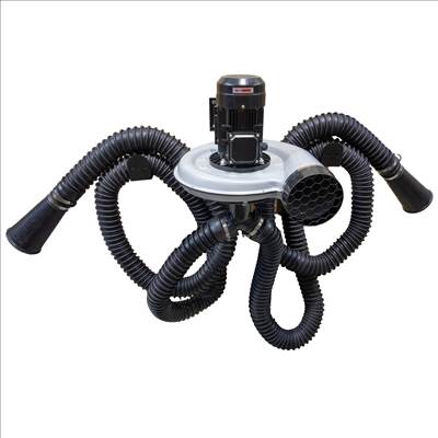 Lincos Kipufogógáz elszívó iker 76 mm x 4 m tömlővel és kerek fúvókákkal, 0,55 kW - LFE-01007