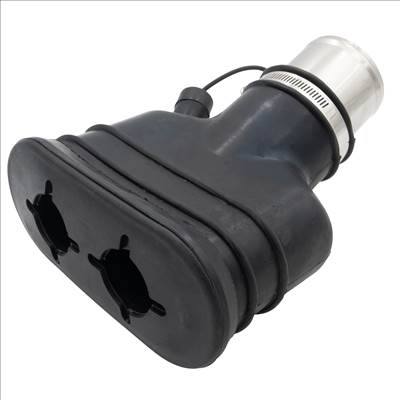 Lincos Kipufogógáz elszívó gumi fúvóka kettős kipufogócsőhöz, 190x80mm, 76mm-es tömlőhöz - LFE-02003