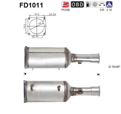 Korom-/részecskeszűrő, kipufogó AS FD1011 for CITROËN, PEUGEOT, FIAT, LANCIA 1. kép