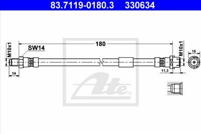 ATE 83.7119-0180.3 - fékcső SAAB