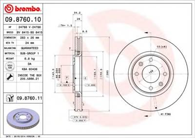 BREMBO 09.8760.11 - féktárcsa CITROËN CITROEN (DF-PSA) OPEL PEUGEOT PEUGEOT (DF-PSA) VAUXHALL