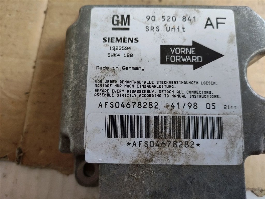 OPEL ASTRA G Ferdehátú F48_, F08_ Motorvezérlő (30961) 90 520 841, Z16XEL 3. kép