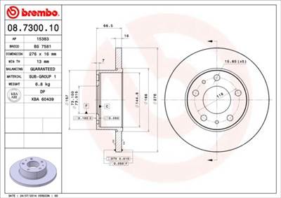 féktárcsa BREMBO 08.7300.10 for IVECO