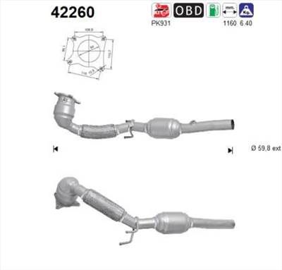 katalizátor AS 42260 for AUDI, SEAT, SKODA