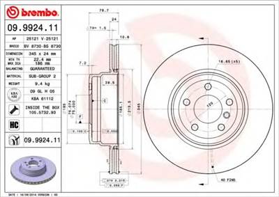 BREMBO 09.9924.11 - féktárcsa BMW