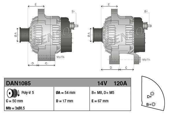 generátor DENSO DAN1085 for FIAT, ALFA ROMEO 4. kép