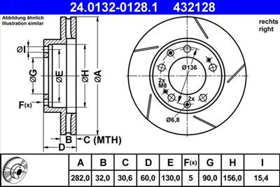 féktárcsa ATE 24.0132-0128.1 for PORSCHE