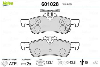 fékbetétkészlet, tárcsafék VALEO 601028 for DAIHATSU, TOYOTA