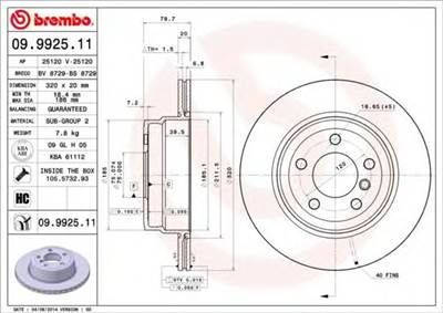 BREMBO 09.9925.11 - féktárcsa BMW