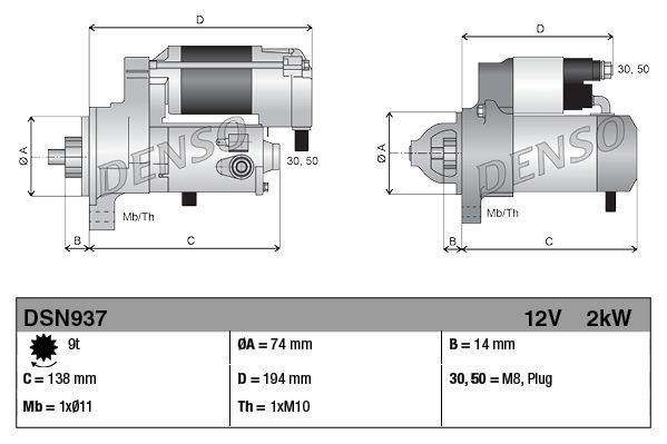önindító DENSO DSN937 for TOYOTA 3. kép