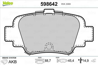 Fékbetét készlet VALEO 598642 for NISSAN