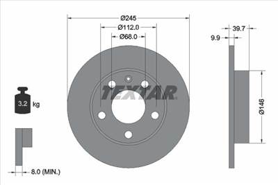 féktárcsa TEXTAR 92106203 for AUDI, SEAT, SKODA, VW