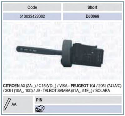 MAGNETI MARELLI 510033423002 - kormányoszlop kapcsoló CITROËN PEUGEOT TALBOT